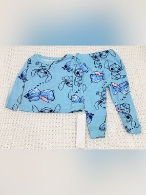 Disney Girls lilo & Stitch Sleepy Stitch 4-Piece Pajama Set size 2T in blue